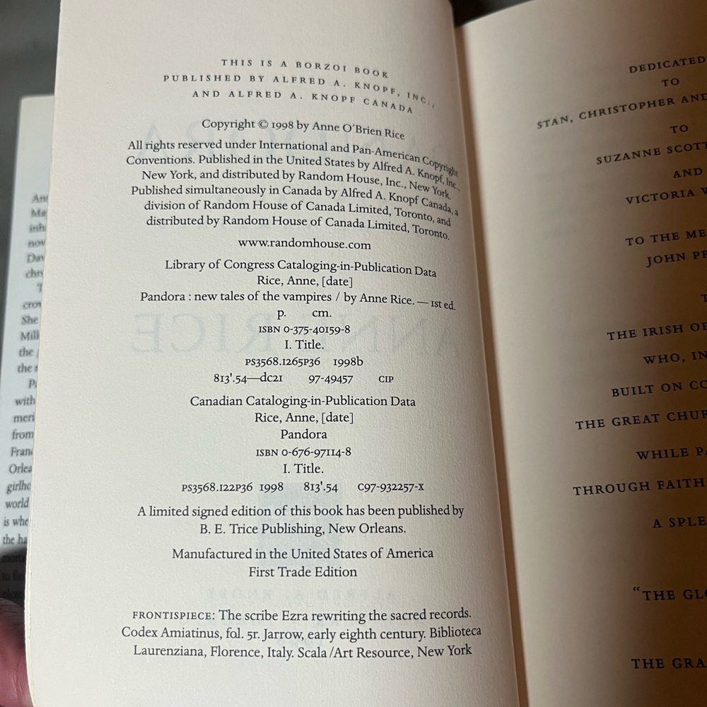 Anne Rice 'Pandora' Book 1998 First Edition - Picture 5 of 9